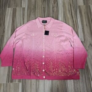 NWT CAROL PATTERSON Knits Sweater Women's Size 3x Pink Sequin Embellished Casual